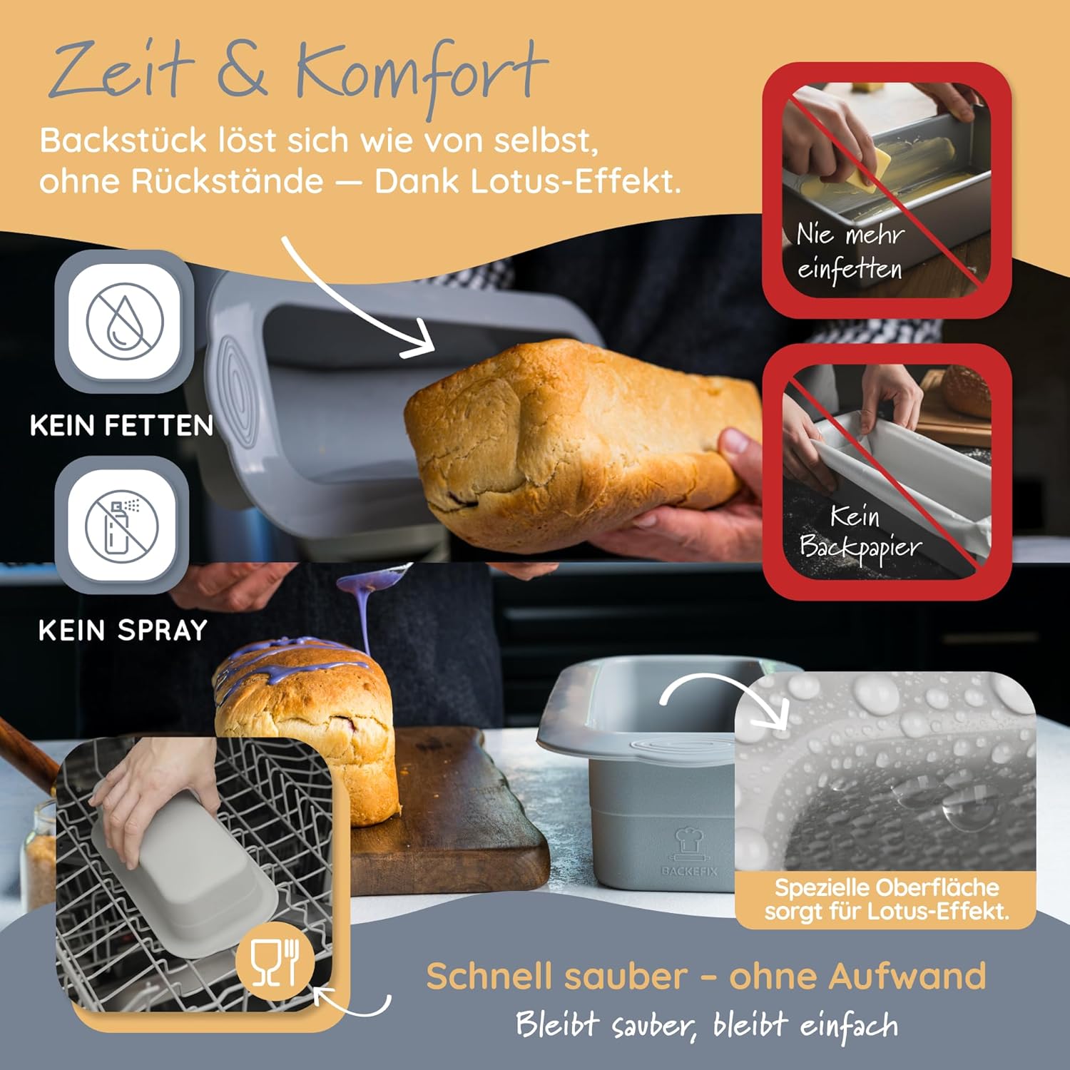 Detalle 2 de Backefix Brotbackform Silikon 26 cm 2100 ml