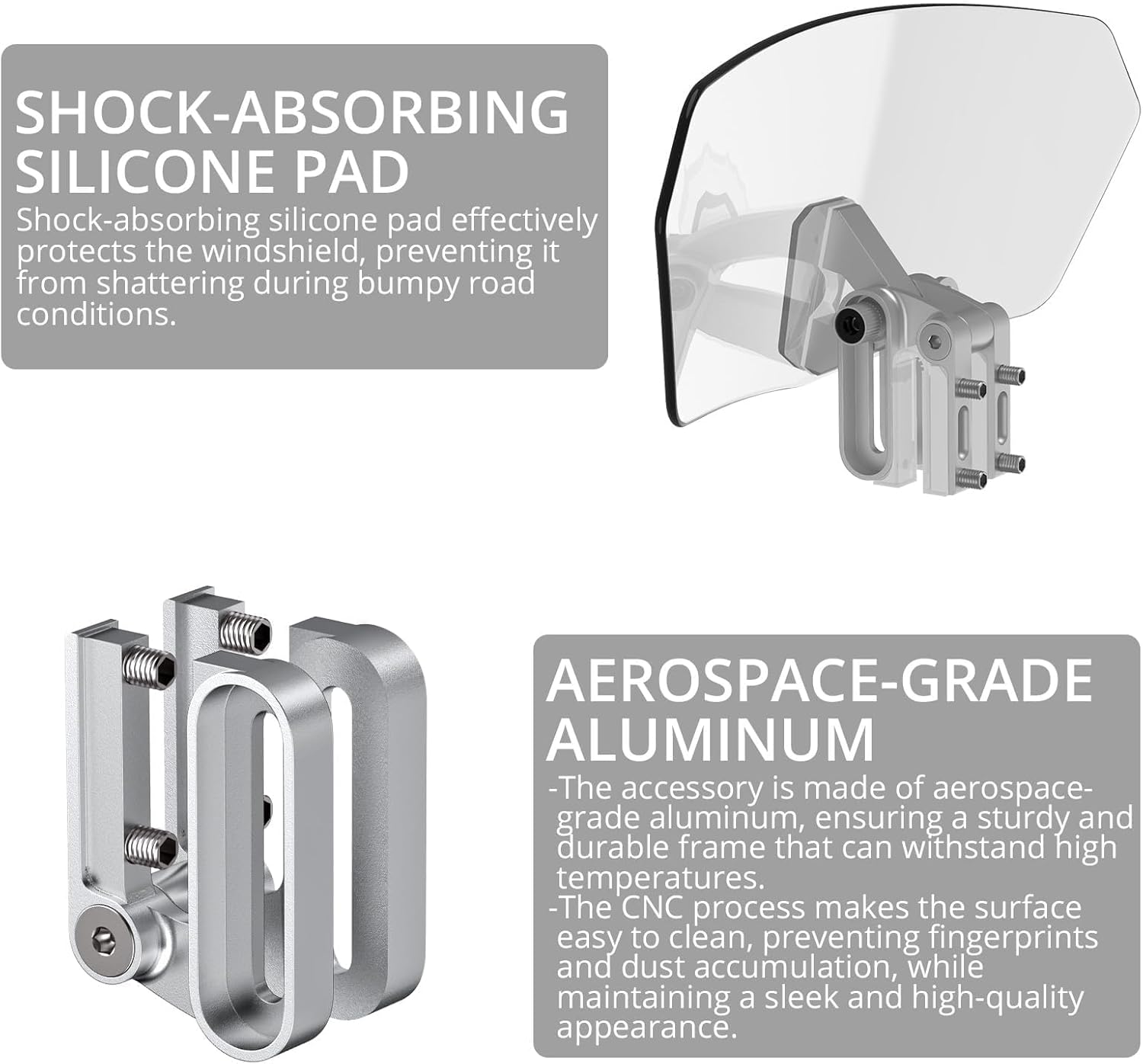 Thumbnail 4 de Justech Motorbike Wind Deflector with Adjustable Clip-On Windshield Extension (Universal)