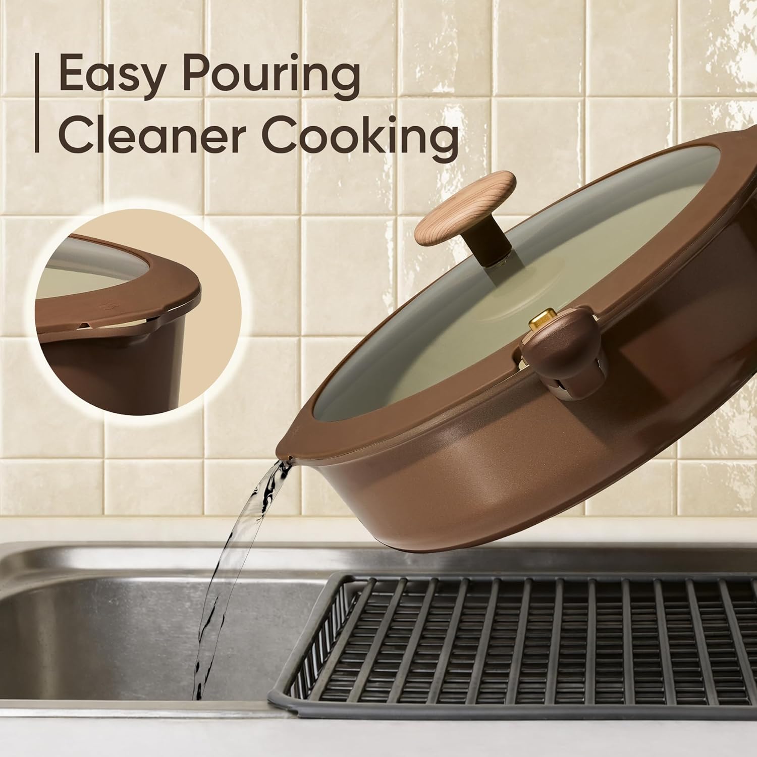 Thumbnail 4 de CAROTE Ceramic Cookware Set: 19-Piece Pistachio Green Nonstick with Detachable Handles