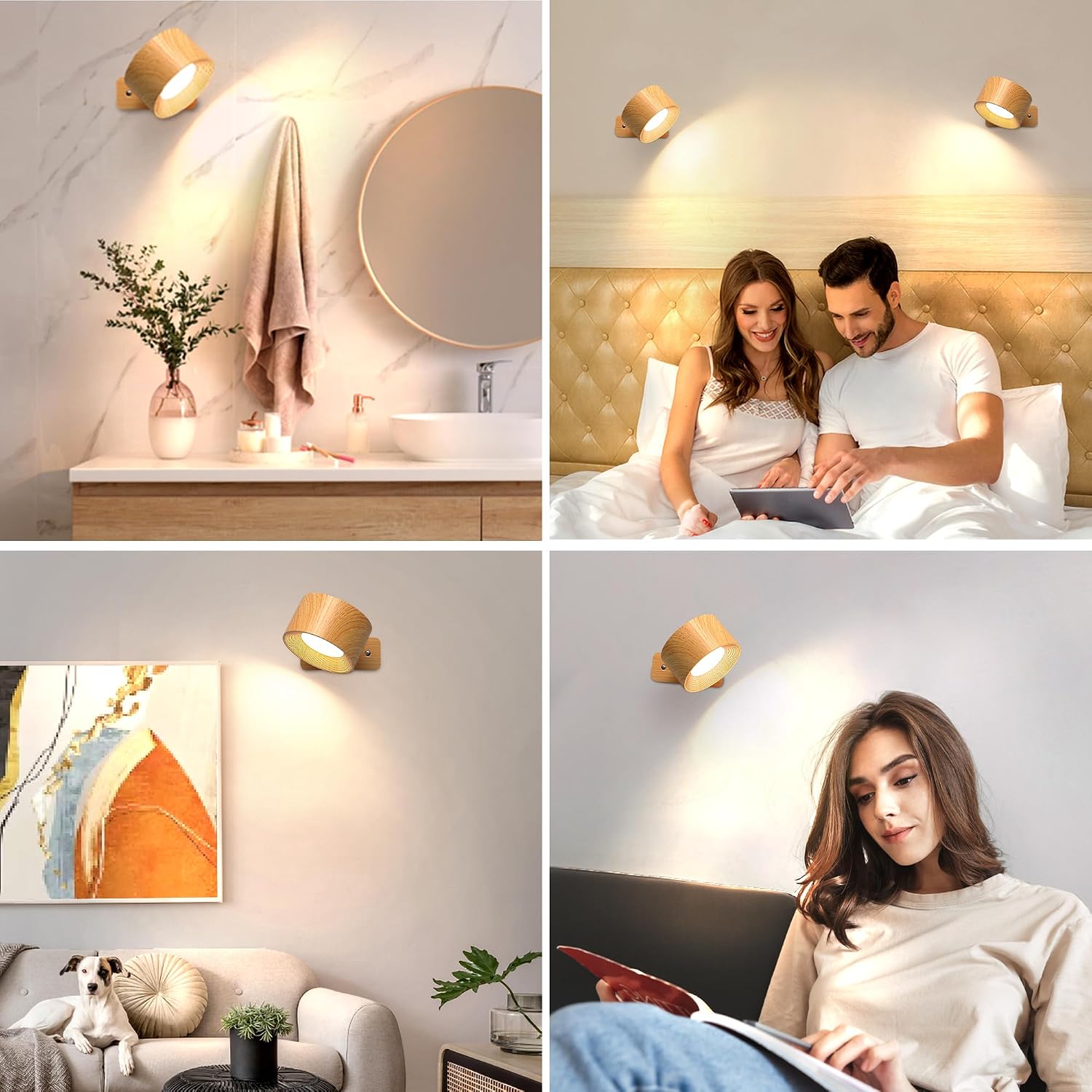 Thumbnail 5 de Mexllex 2 Pack Rechargeable Wall Lights 2000mAh