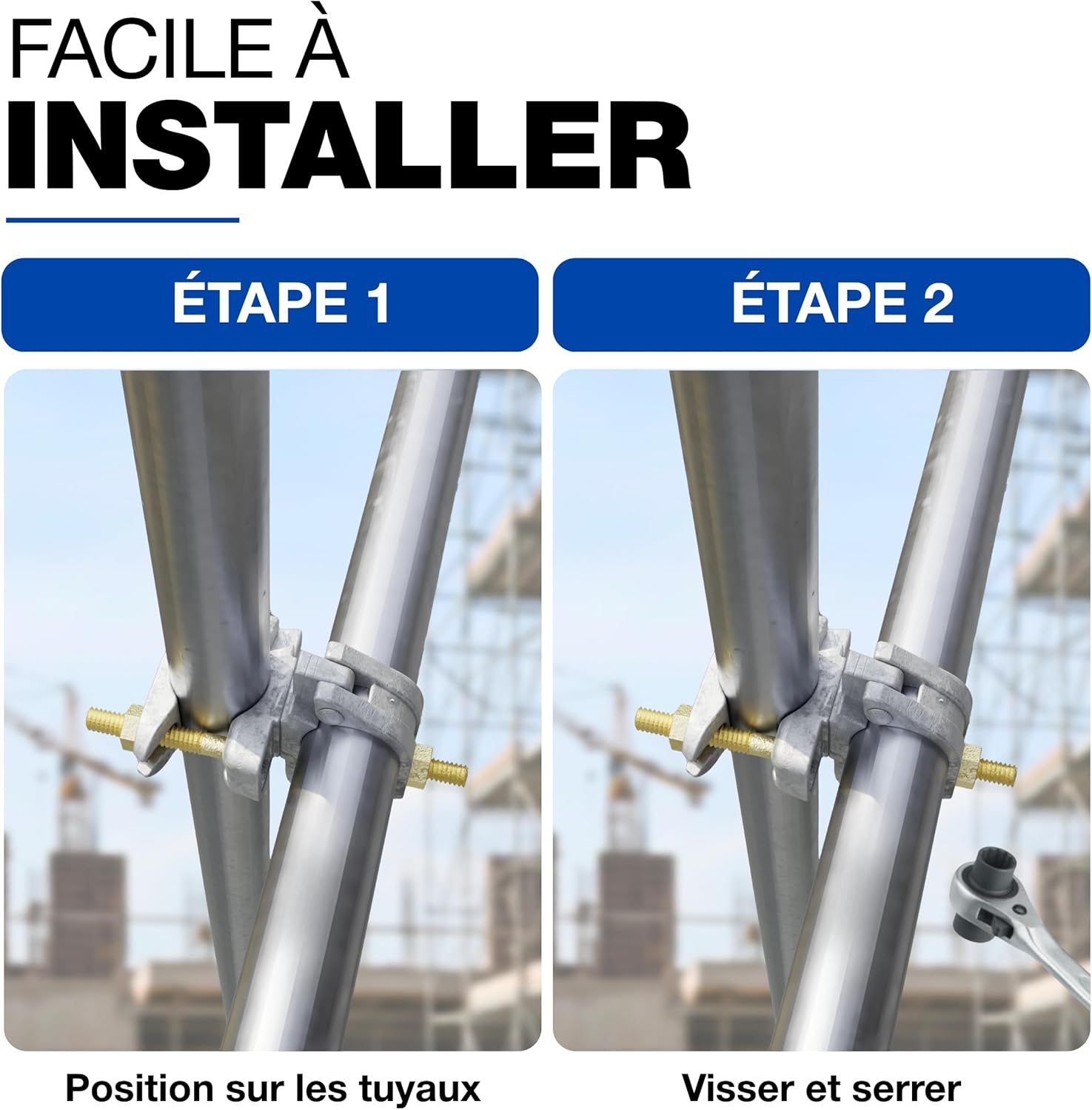 Thumbnail 2 de GeZu Impex Coupleur d'échafaudage galvanisé 48x48 mm – Lot de 16, connexion angulaire et fixation robuste