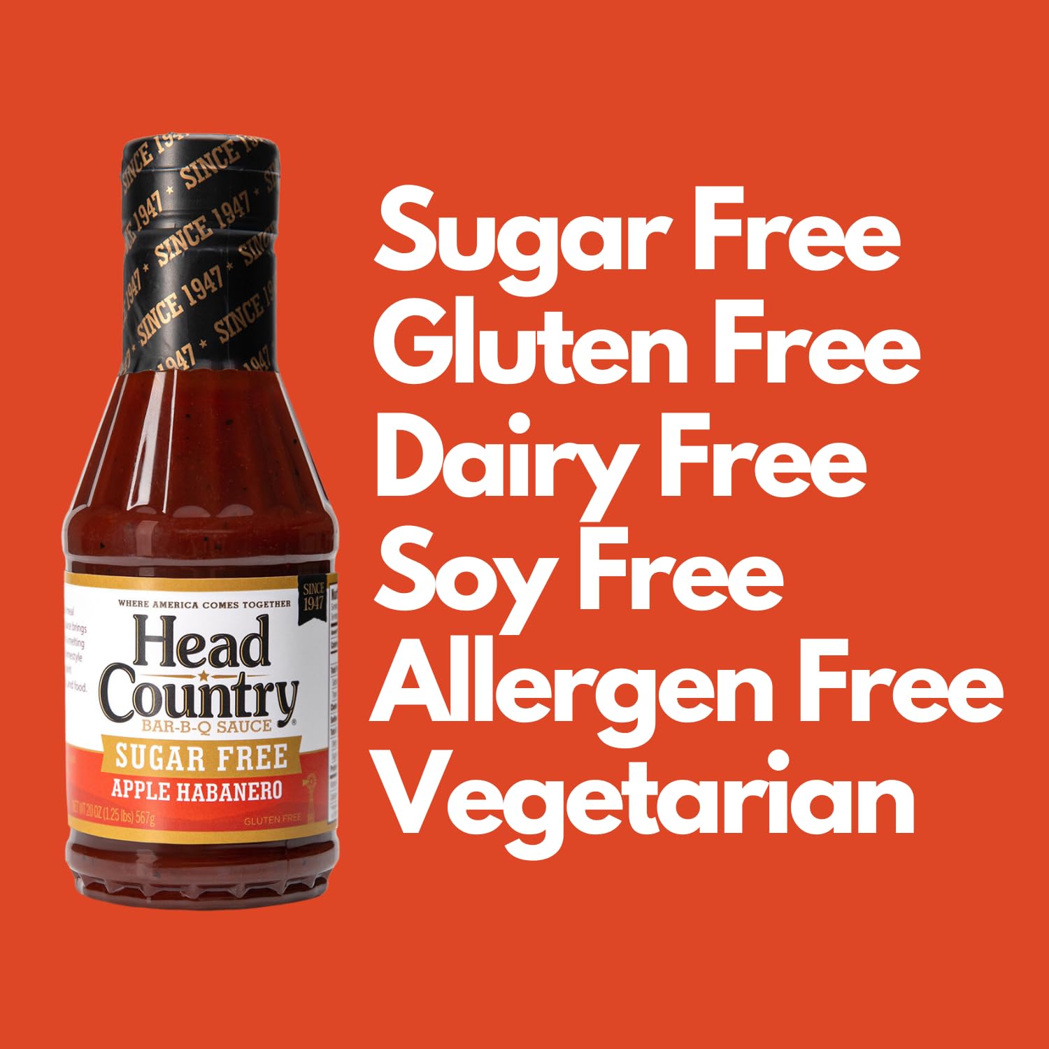 Detalle 1 de Head Country Apple Habanero Sugar-Free BBQ Sauce, 20 Ounce, Pack of 6