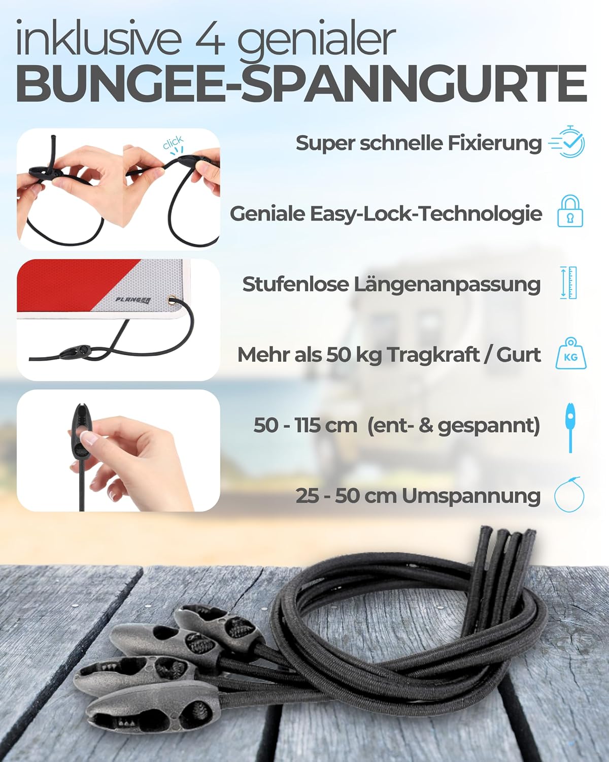 Thumbnail 4 de PLANGER® Warntafel 3in1 Italien/Spanien/Portugal 50 × 50 cm – Schild, Tasche und Spanner