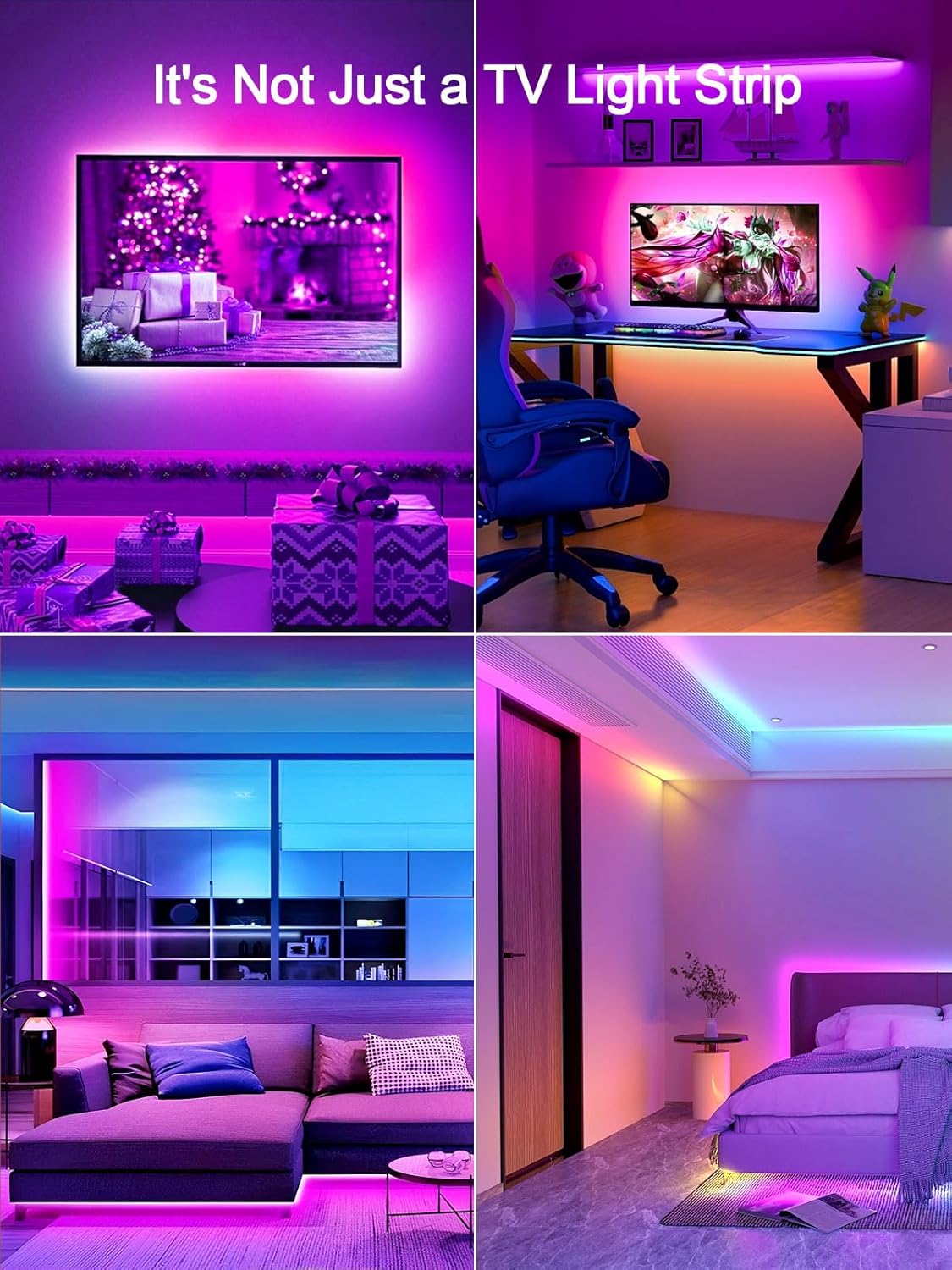 Detalle 2 de KANTUTOE LED TV Hintergrundbeleuchtung 4 m für 43–55 Zoll Fernseher – Musik-Sync RGB-Lichtstreifen