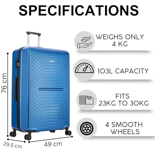 Thumbnail 3 de FLYMAX 29" Large Suitcase 100 Litre Capacity – 4 Wheel Lightweight ABS Hard Shell with 3‑Digit Lock