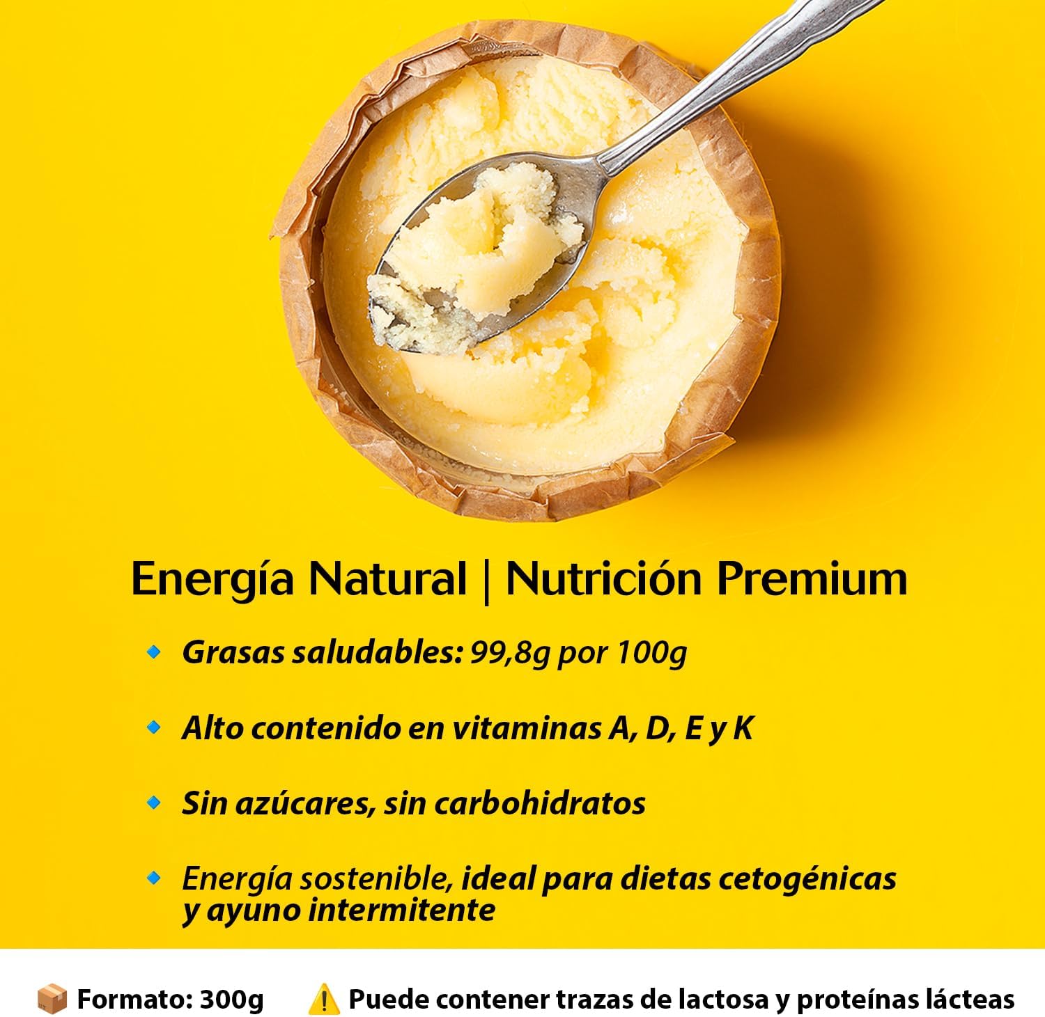 Detalle 2 de Drasanvi KETO Mantequilla Ghee de pasto Bio, 300 g, saludable y digestión fácil