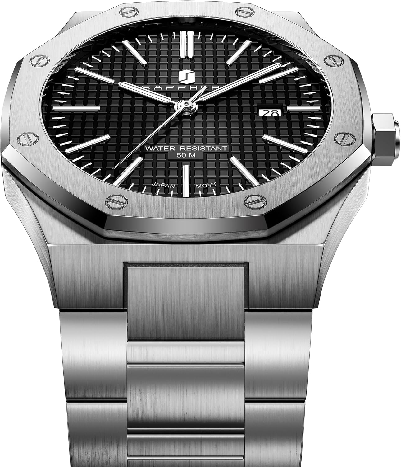 Thumbnail 1 de SAPPHERO Herren Quarzuhr SO-2110 mit Edelstahlband – 42-mm-Zifferblatt, Kalender & 3ATM wasserdicht