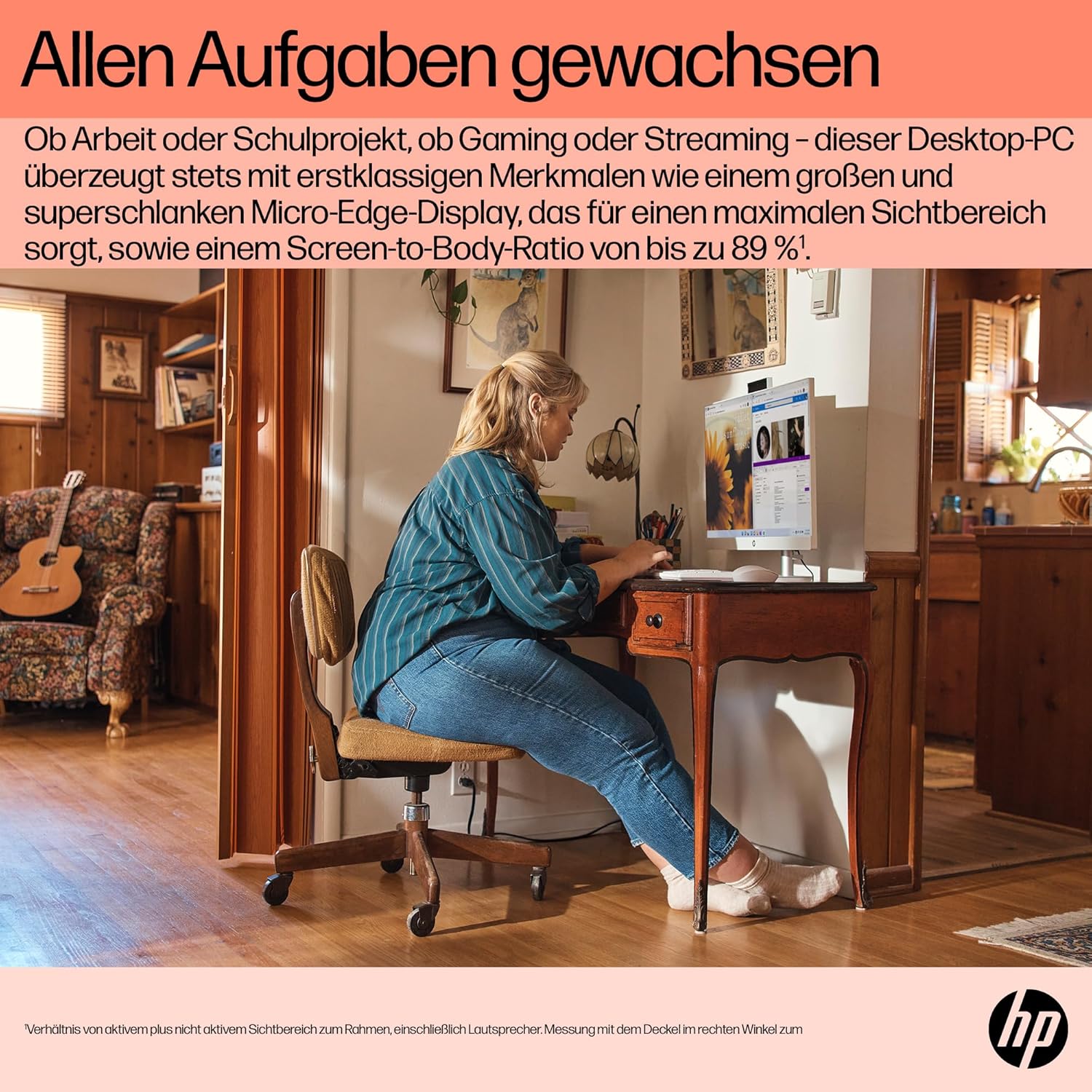 Thumbnail 4 de HP All-in-One Desktop-PC 23,8 Zoll FHD – Ryzen 5 7520U, 8 GB DDR5, 512 GB SSD, Windows 11 Home (weiß)