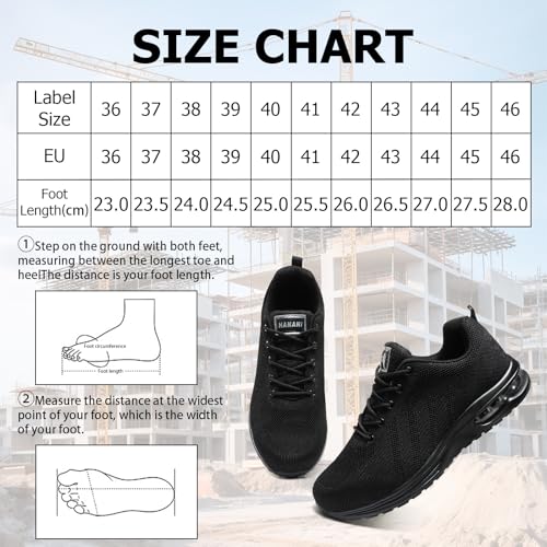 Thumbnail 7 de Hanani chaussures de sécurité 37EU, embout acier et semelle anti-perforation, noir et blanc