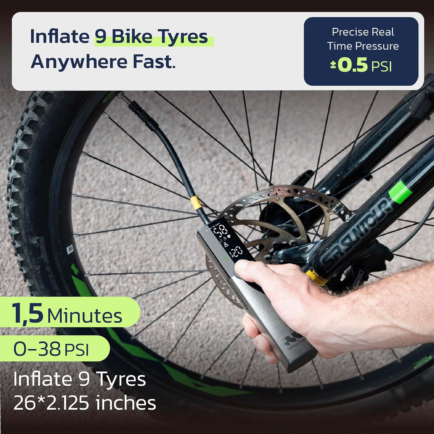 Detalle 2 de Woowind Ventus Ride 150 PSI bike pump