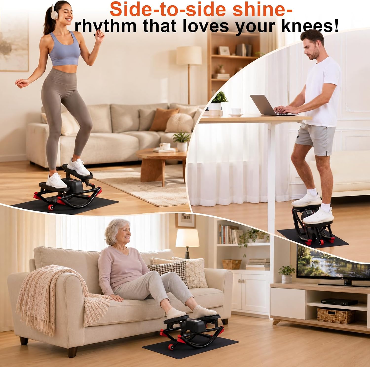 Thumbnail 6 de EnterSports ES-Stepper U-Track Rocking Stepper with Resistance Bands and Massage Pedals