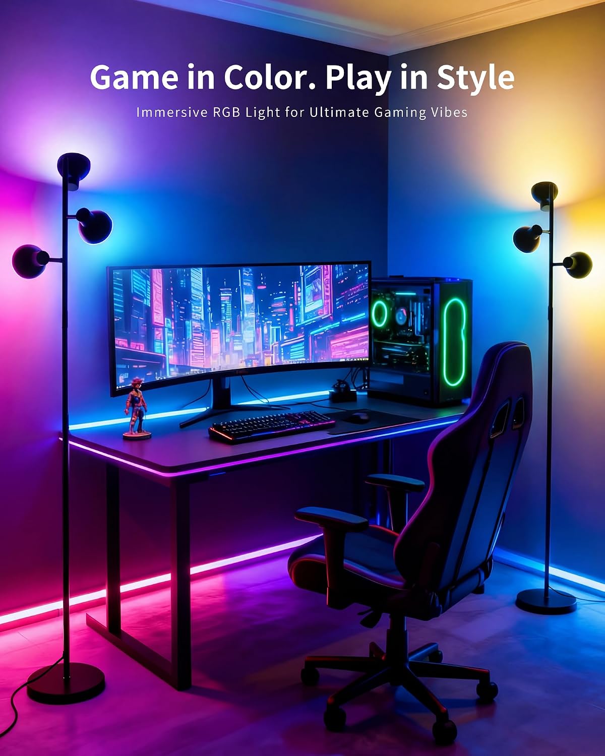 Thumbnail 4 de Lampada da terra 3 luci RGB LED 36W 2800lm