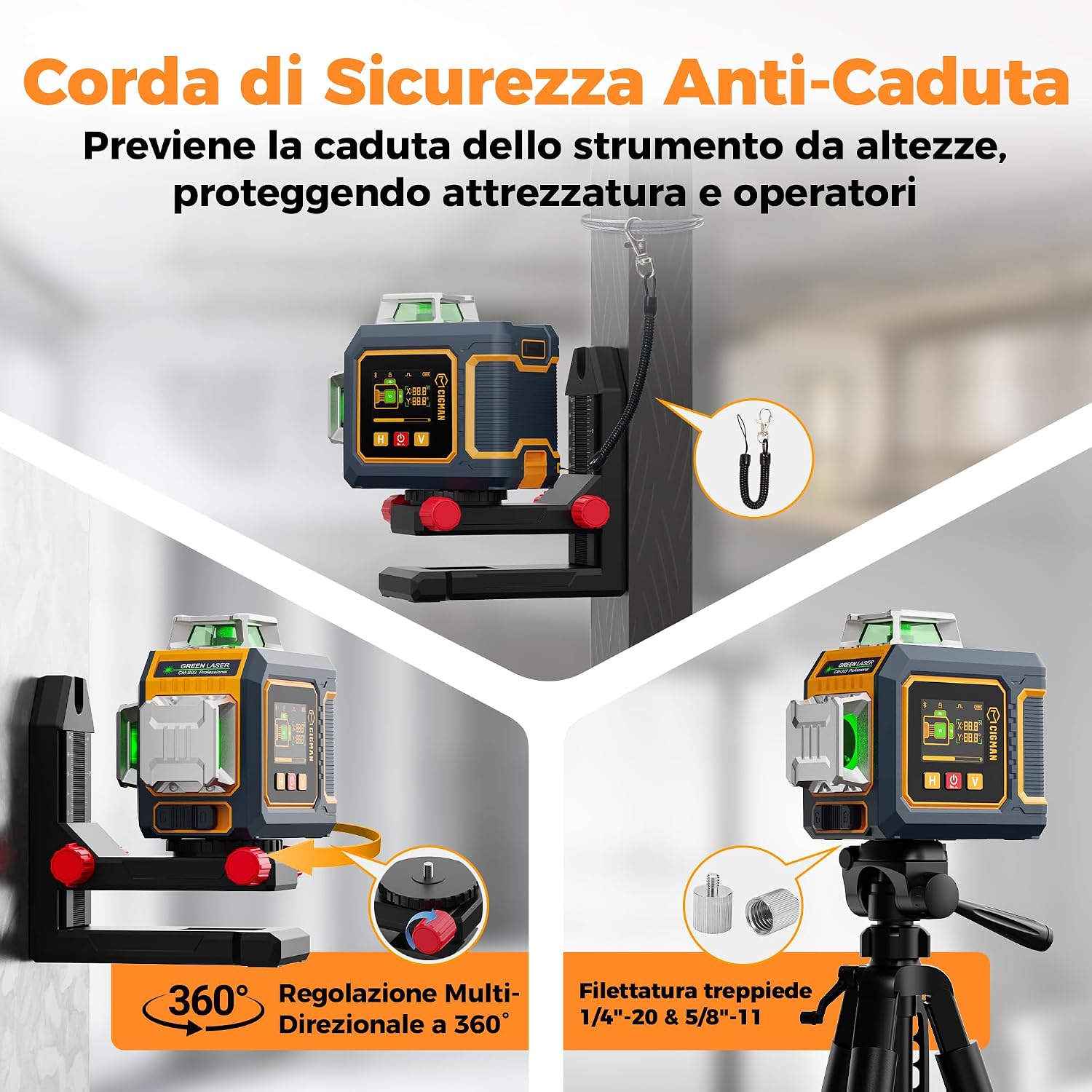 Thumbnail 5 de Livella Laser CIGMAN CMS03: 3x360° autolivellante, controllo via App e display LCD
