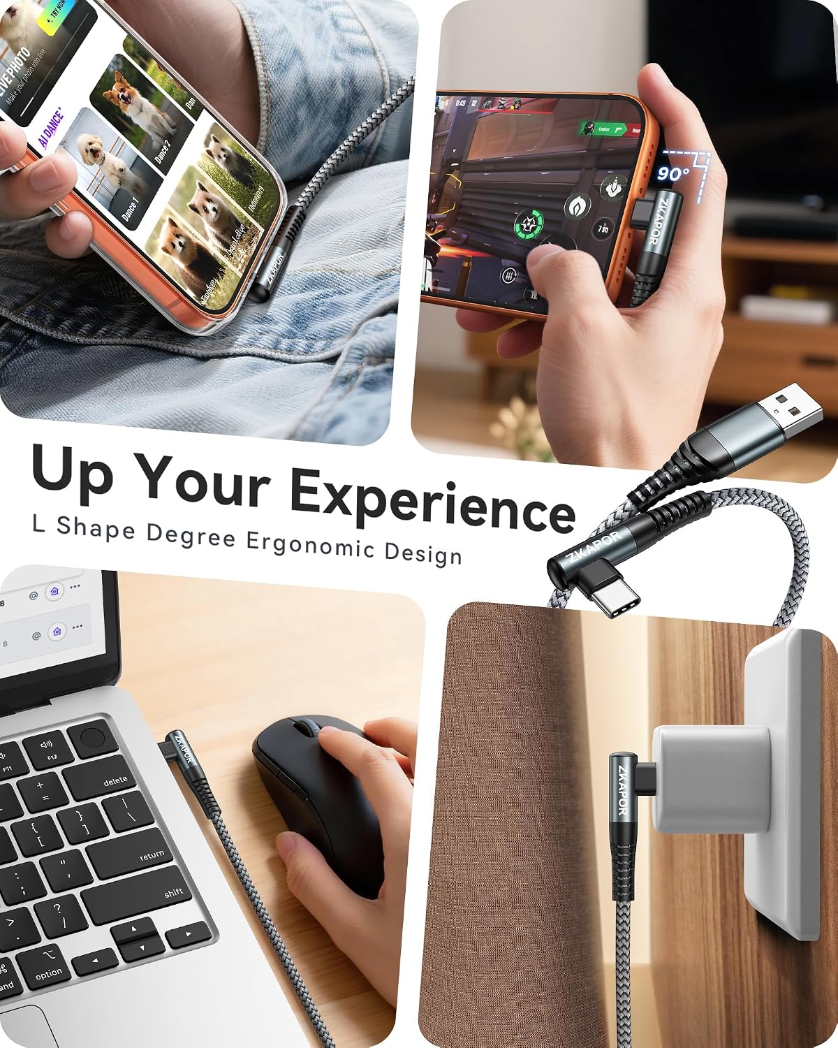 Thumbnail 4 de ZKAPOR USB-C Cable 1M Right Angle