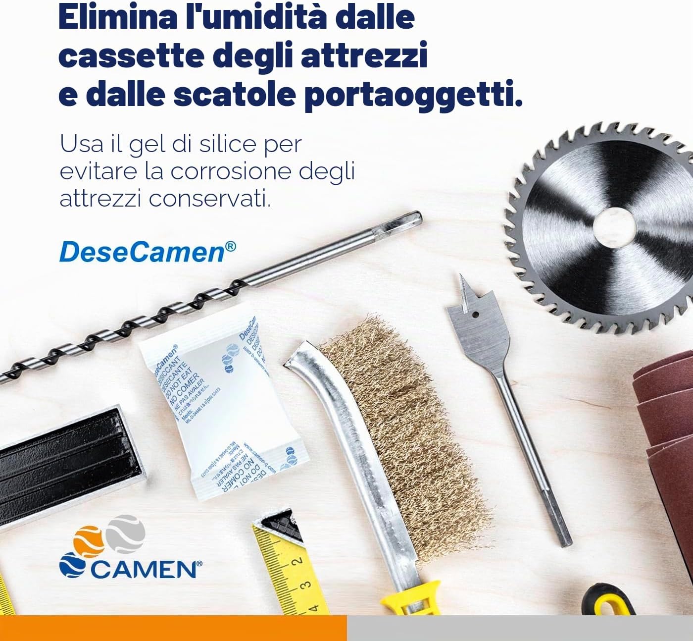 Detalle 2 de Desecamen Bustine silice 100 pezzi da 5 g | Deumidificazione affidabile in ambienti chiusi