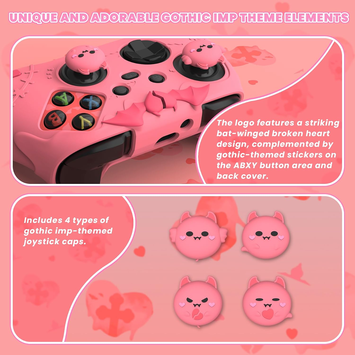 Detalle de PlayVital Gothic Imp Silicone Skin for Xbox Series X & S Controller (Peach Pink)