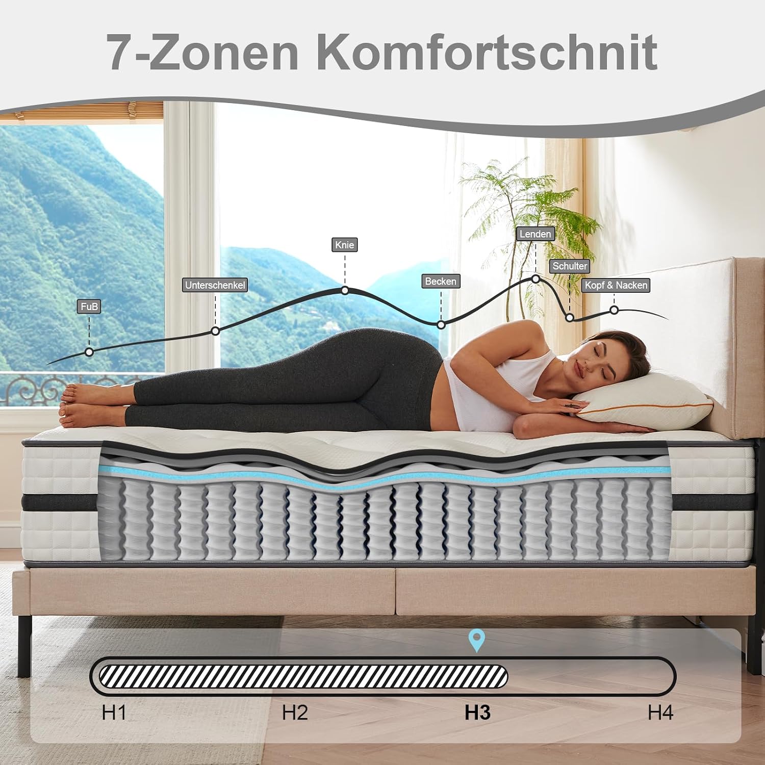 Thumbnail 3 de Twirest Matratze 120x200cm Taschenfederkern H3