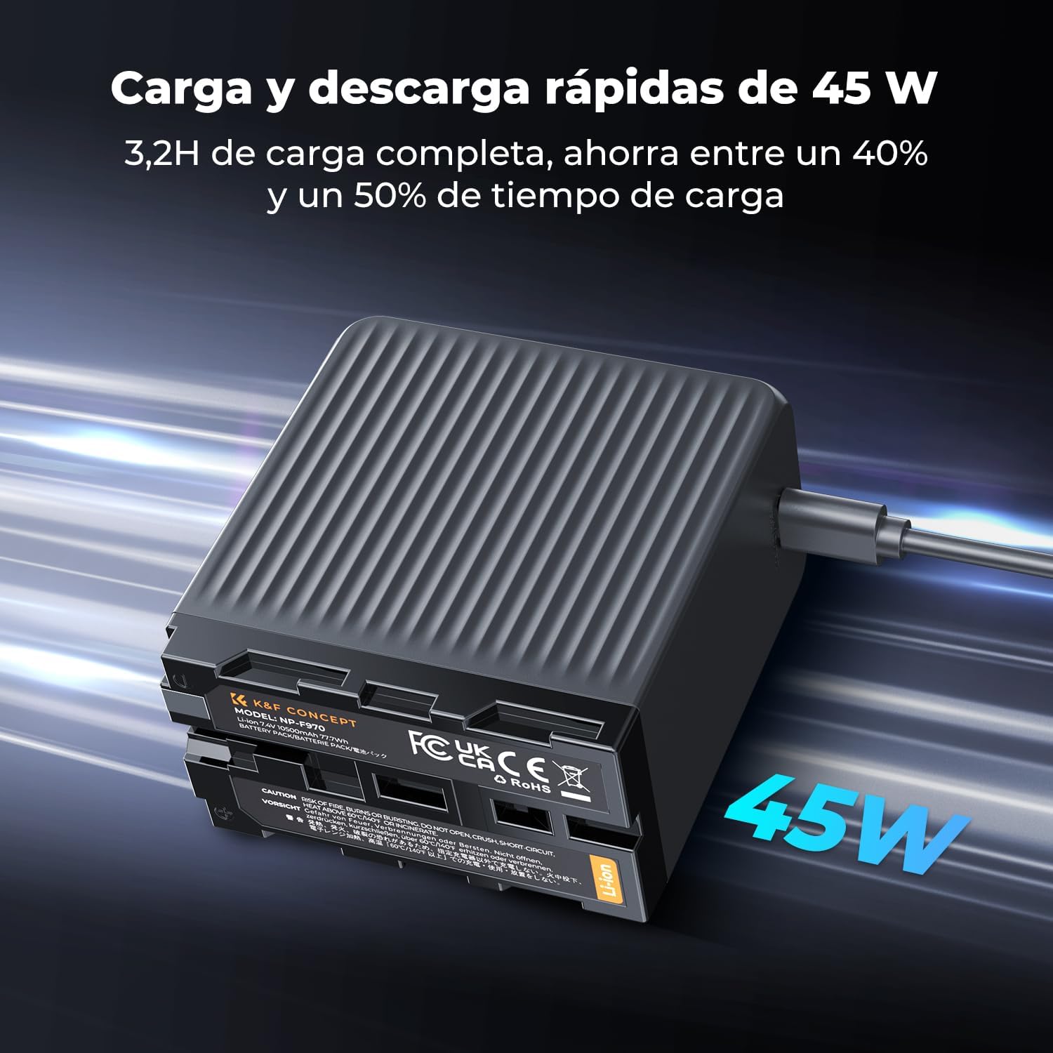 Detalle de K&F CONCEPT NP-F970 Batería 10.500mAh