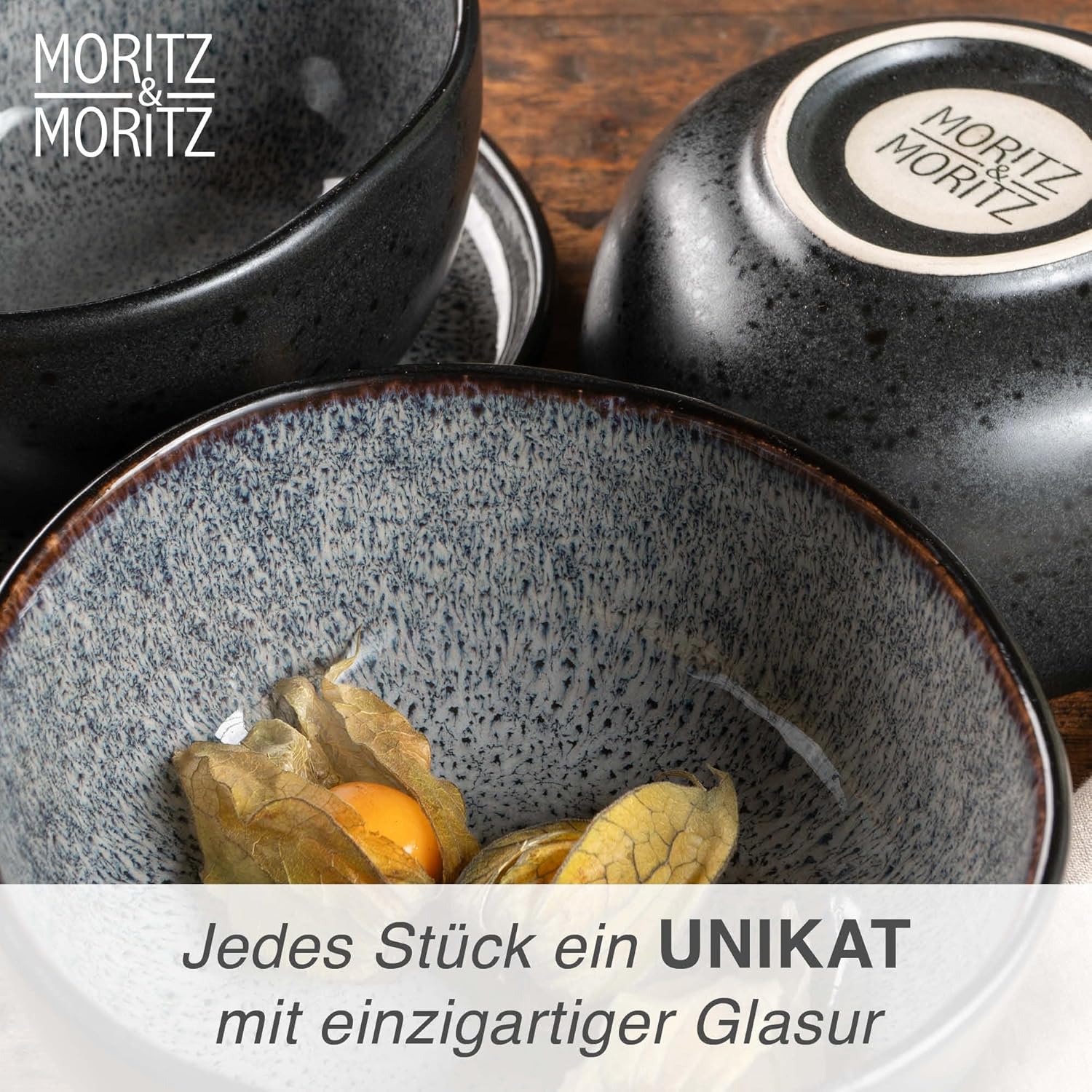 Thumbnail 6 de Moritz & Moritz ORGANIC Müslischalen Set 6-teilig Grau – Steingut-Schalen mit Farbverlauf, ca. 500 ml