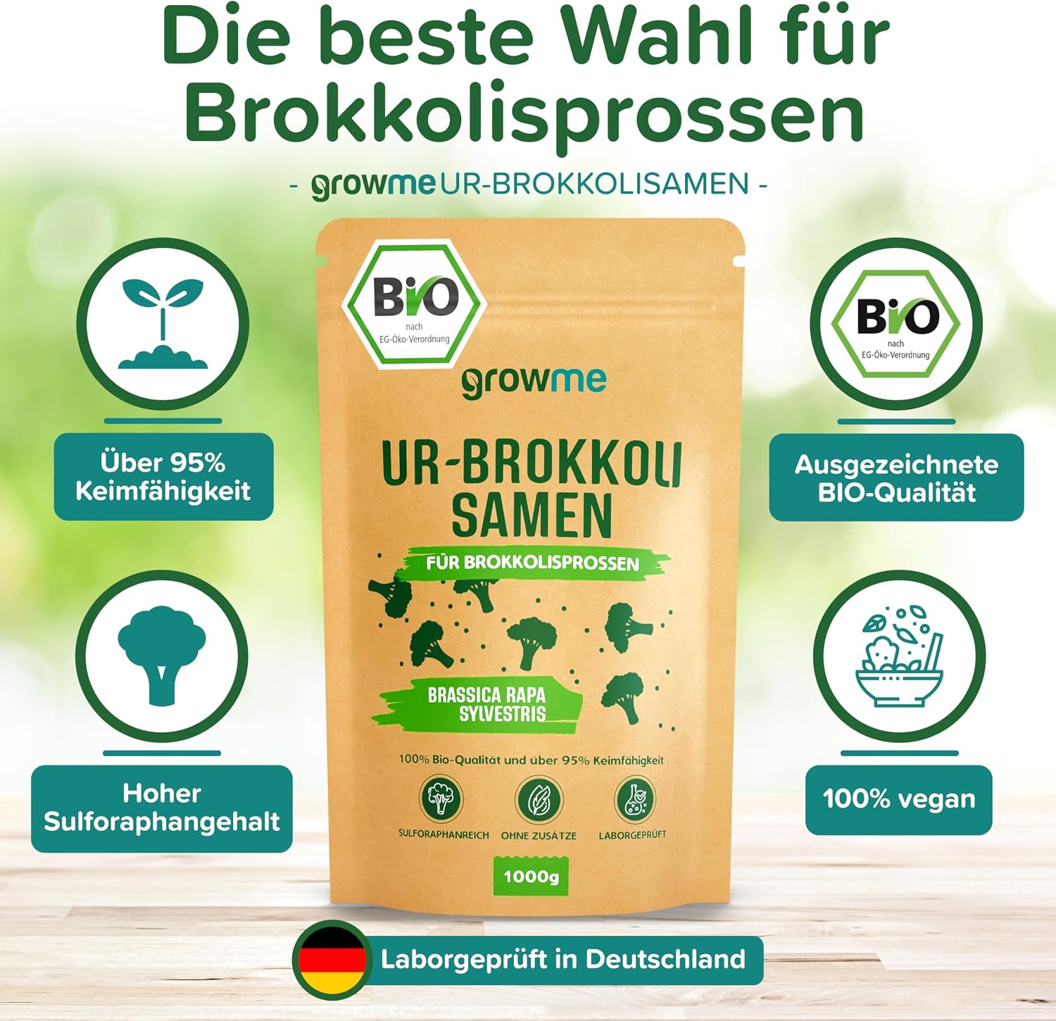 Detalle 2 de BIO Brokkoli-Sprossen Samen 500 g