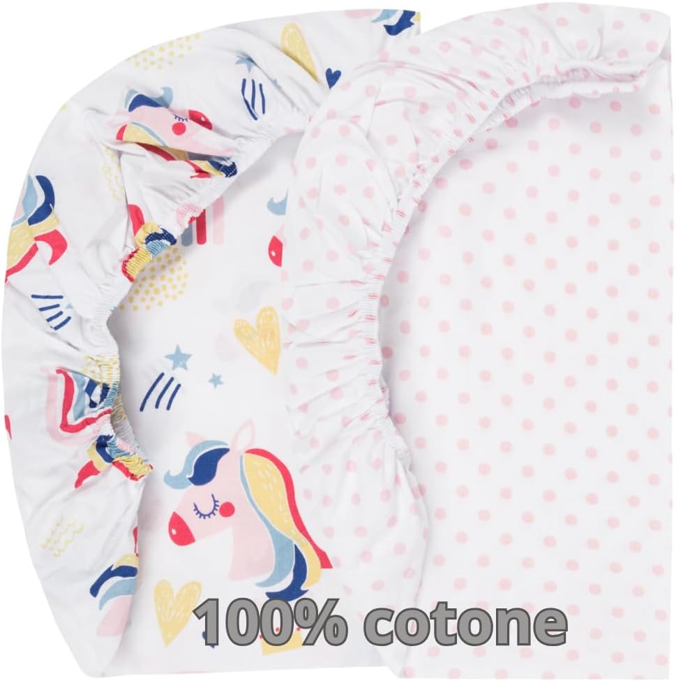 Thumbnail 4 de Flyideas Set 2 Lenzuola con Angoli per Culla/Navicella Neonata 75x35 cm – 100% Cotone Morbido e Traspirante, Unicorni