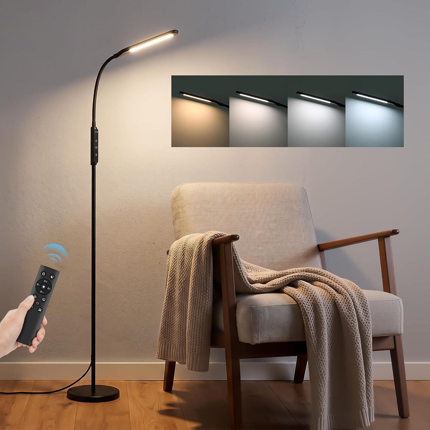 Detalle de LASTAR LS-SL003 LED Floor Lamp with Remote, Touch Control and Flexible Neck