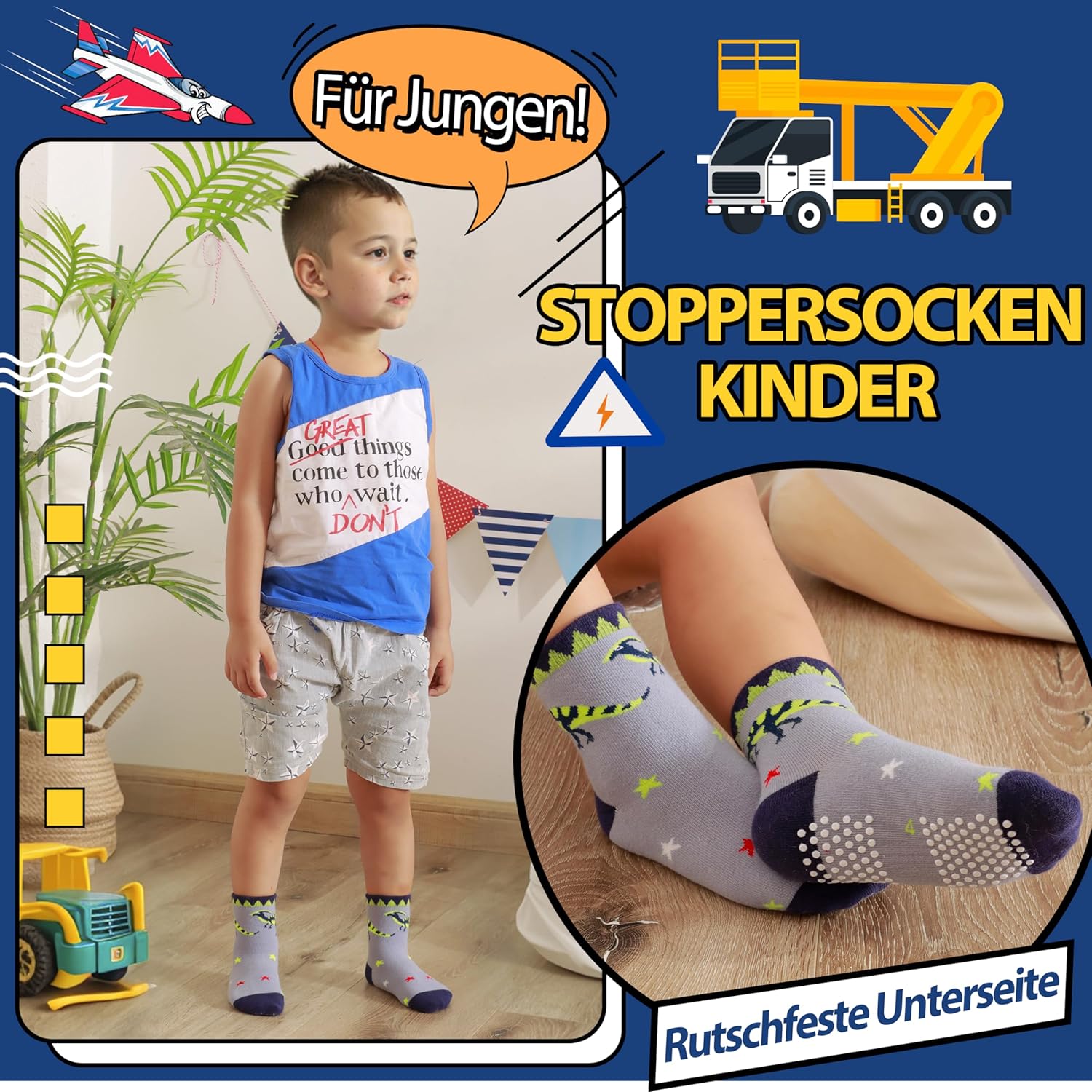 Thumbnail 3 de Welwoos 12 Paar Stoppersocken für Kinder – Anti-Rutsch-Baumwollsocken mit Halt