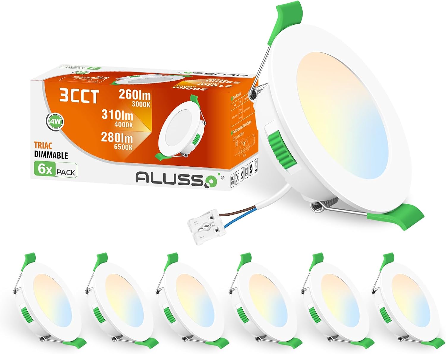 Detalle de ALUSSO LED Recessed Ceiling Lights 4W 310LM — 6 Pack