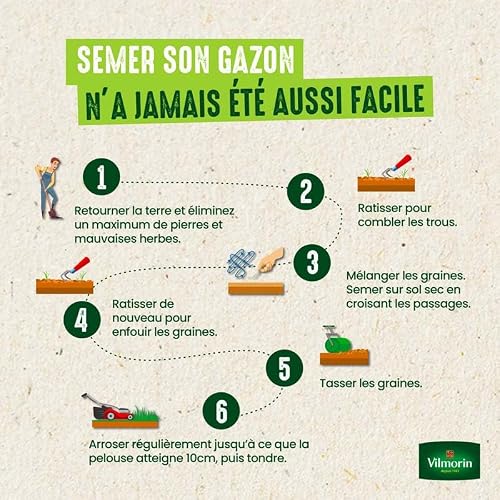 Detalle de Vilmorin Gazon Rustique, 3 kg — gazon Tous Terrains pour un espace vert dense