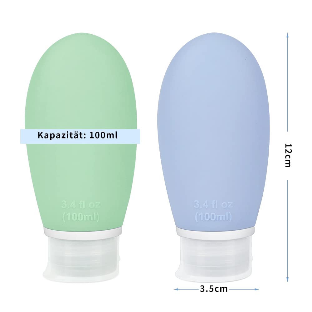 Detalle de Opret 100ml Silikon Reiseflaschen Set, 3 Stück – Auslaufsicher, BPA-frei, TSA-geprüft