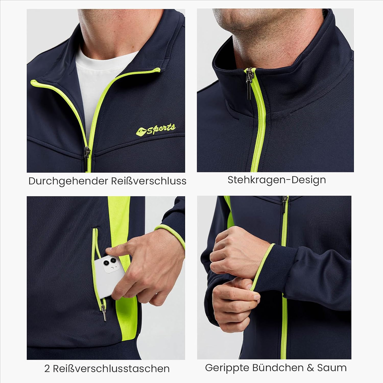 Detalle de Rdruko Jogginganzug Herren Set – Trainingsanzug Langarm für Fußball, Gym