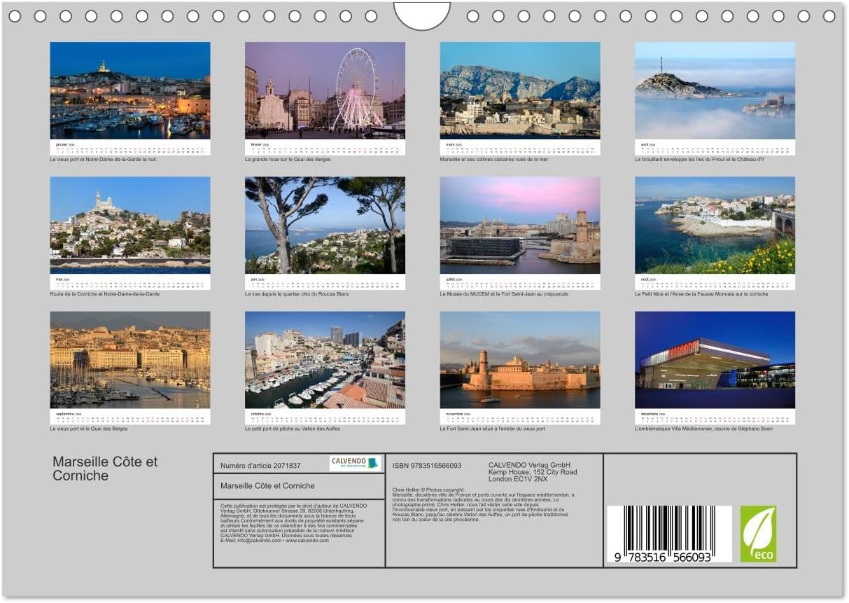 Detalle 2 de Marseille Côte et Corniche – CALVENDO Kalender 2026, DIN A4 horizontal