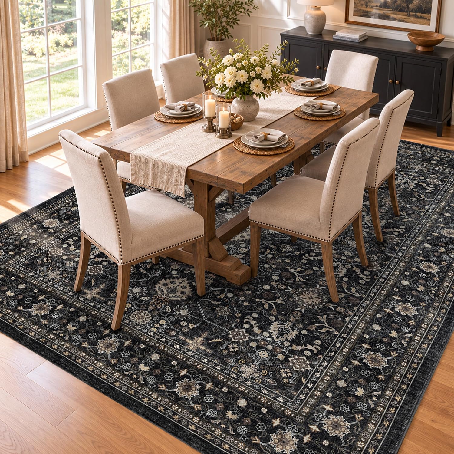 Detalle de Ruaruarug Area Rug 8×10 Non-Slip, Machine Washable
