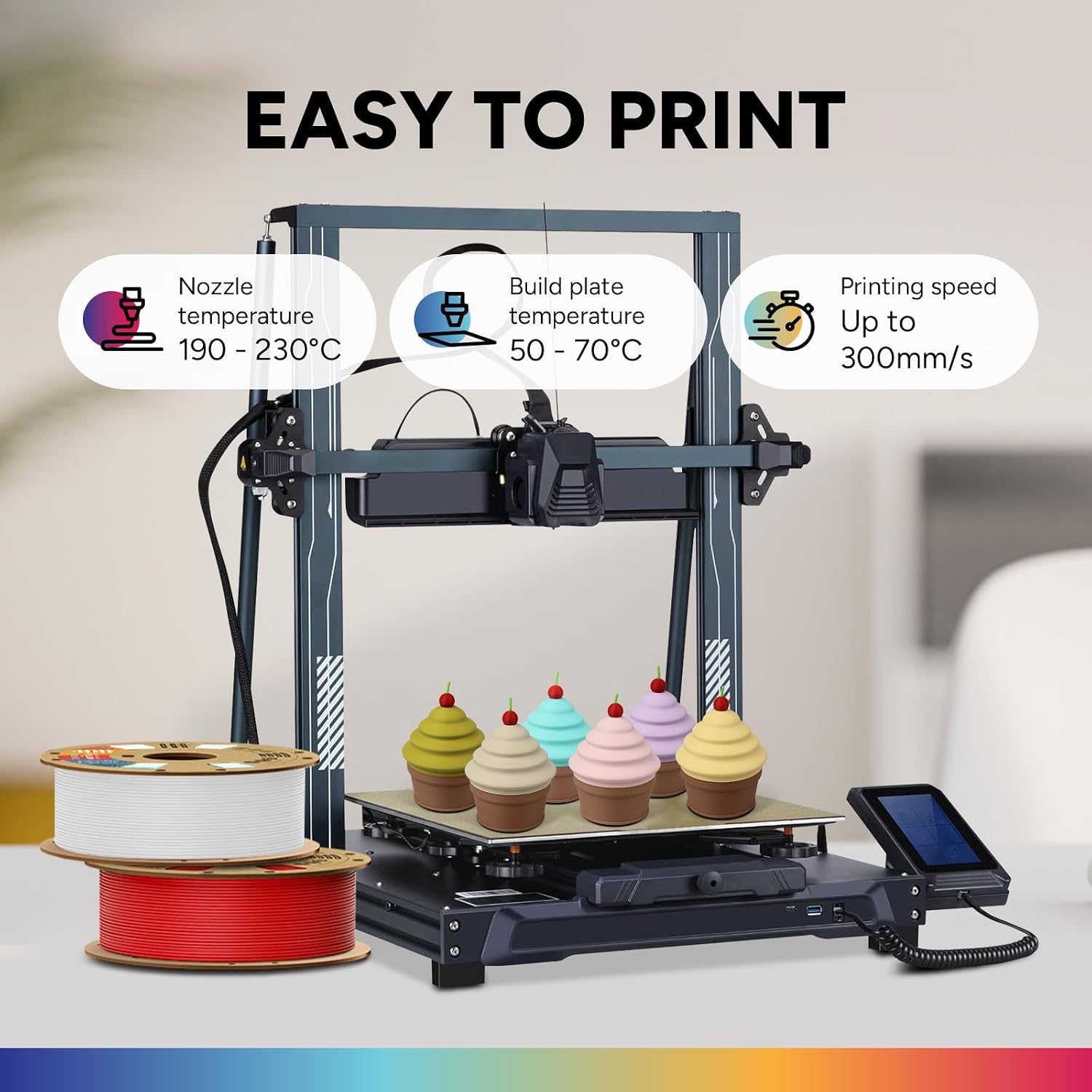 Thumbnail 5 de OVERTURE Matte PLA Filament 1.75mm 1kg – Matte White, Cardboard Spool, 0.02mm Tolerance
