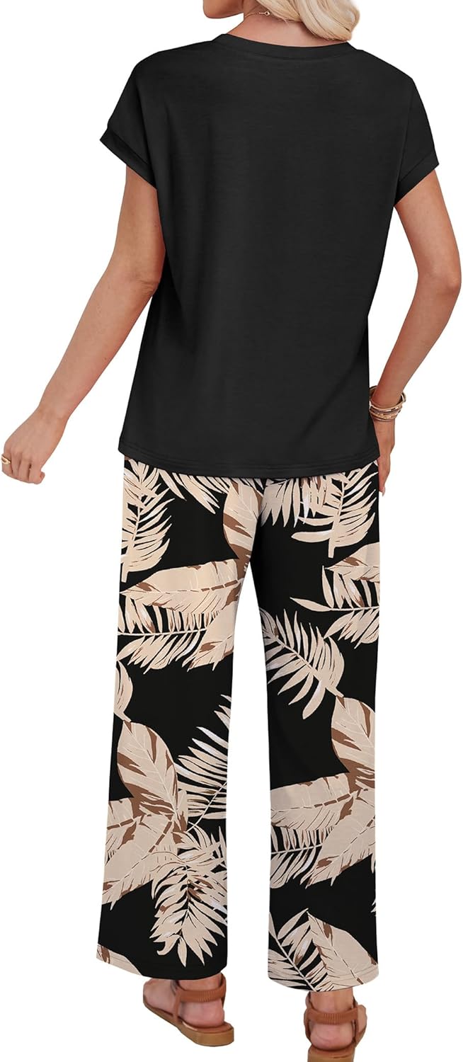 Detalle de WIHOLL Two Piece Sets for Women – Flowy Spring/Summer Lounge & Travel Set