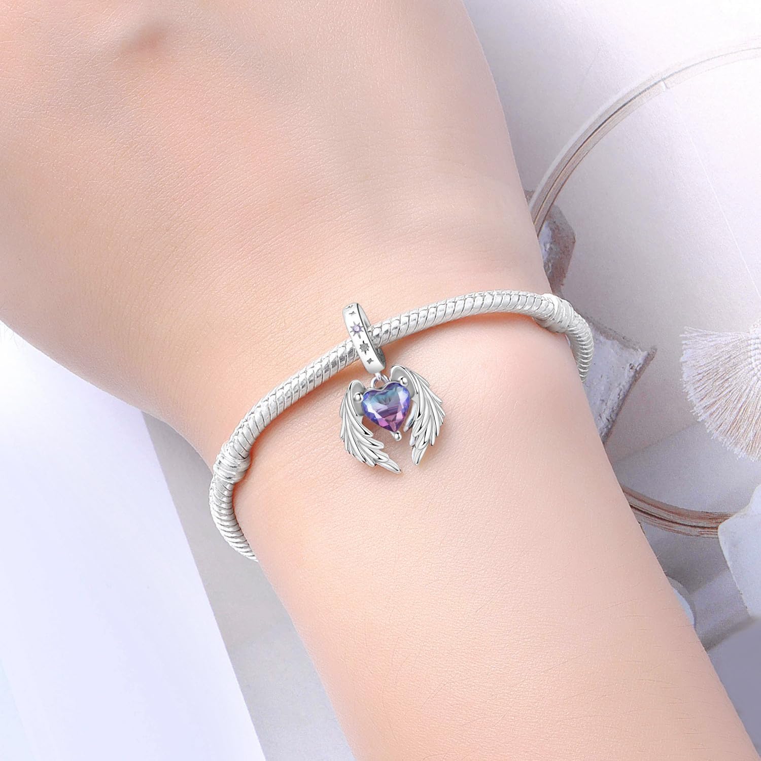 Detalle de PANPOKI Family Herz Charm 925 Sterling Silber – Nurse, Mutter-Tochter, Schwester, Kleiner Junge, Kleines Mädchen für Charm Armbänder