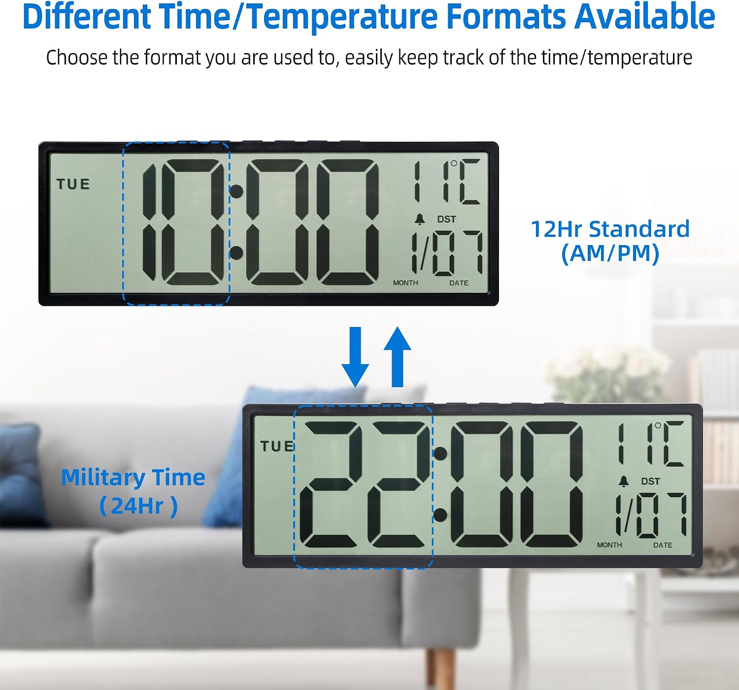 Thumbnail 4 de LEIKE digital wall clock, 15-inch