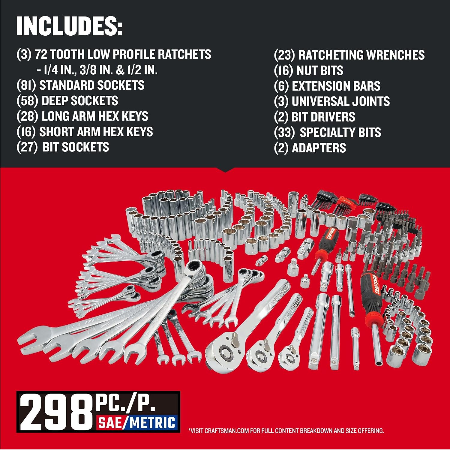 Detalle 1 de CRAFTSMAN CMMT12139 298-Piece Mechanics Set