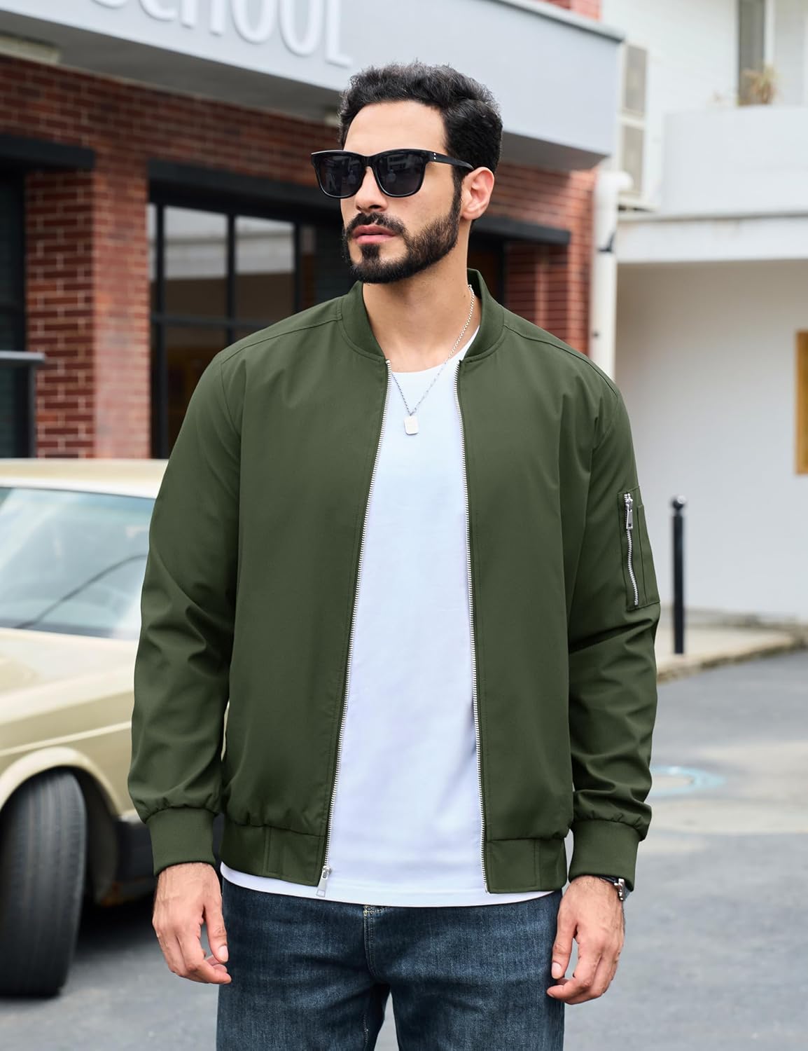 Detalle de TACVASEN Men's Lightweight Jacket, Windproof Full-Zip Coat with Pockets