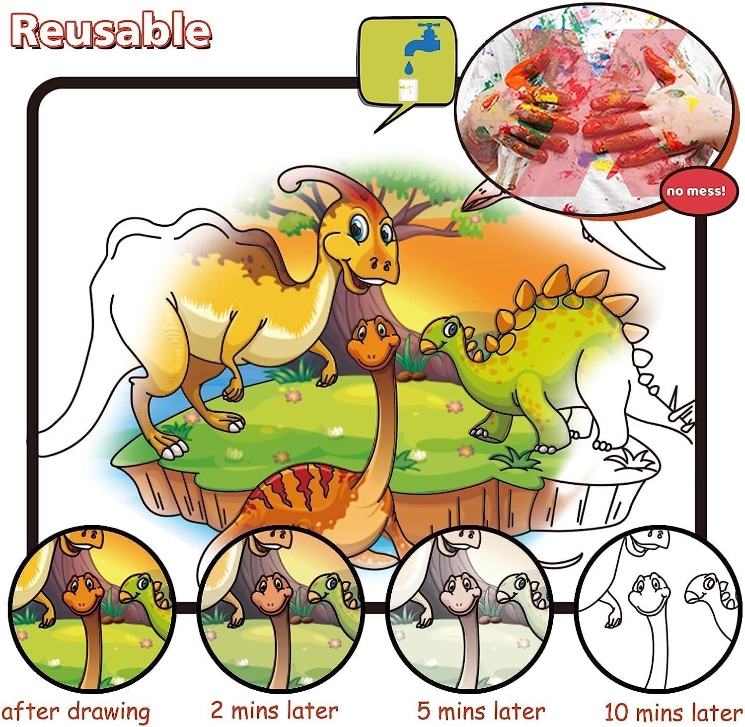 Thumbnail 2 de hapray 2-Pack Magic Water Colouring Books for Toddlers (Dinosaur & Animal) — reusable mess-free doodle pads