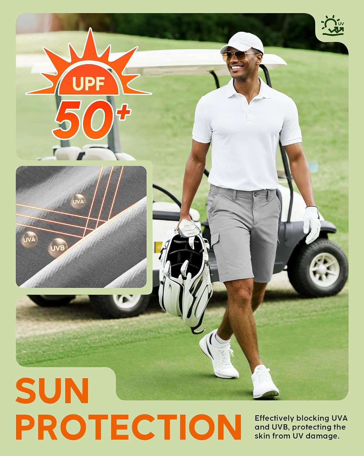 Thumbnail 2 de 33,000ft Men's Outdoor Water-Resistant 10" Cargo Shorts with UPF50+ and 6 Pockets