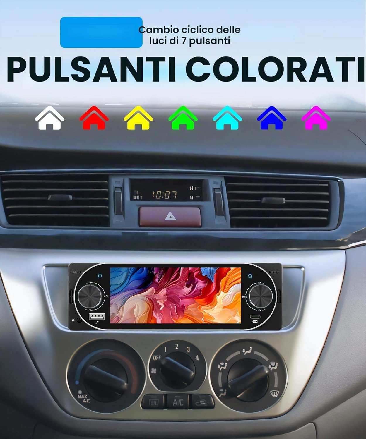 Thumbnail 5 de Rimoody Autoradio 1 Din con Wireless CarPlay/Android Auto y Mirror Link – 5.1P touchscreen