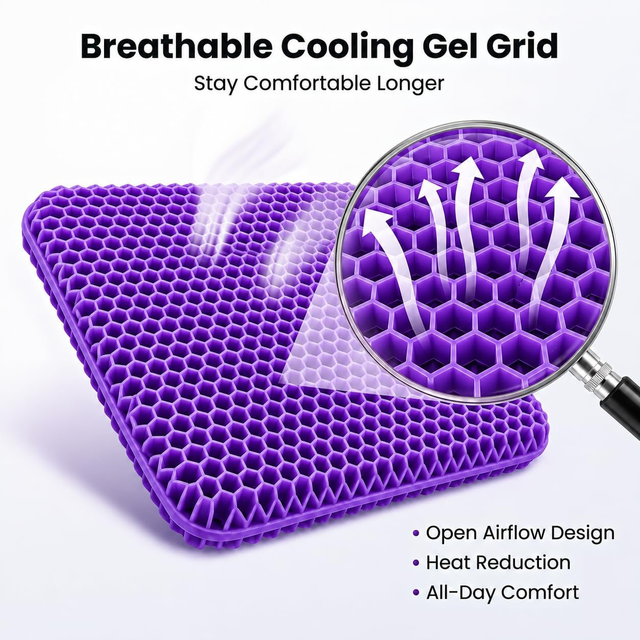 Detalle 1 de Acaine FX-LYC-02 Gel Seat Cushion, 18 x 18 x 1.8-Inch, Purple