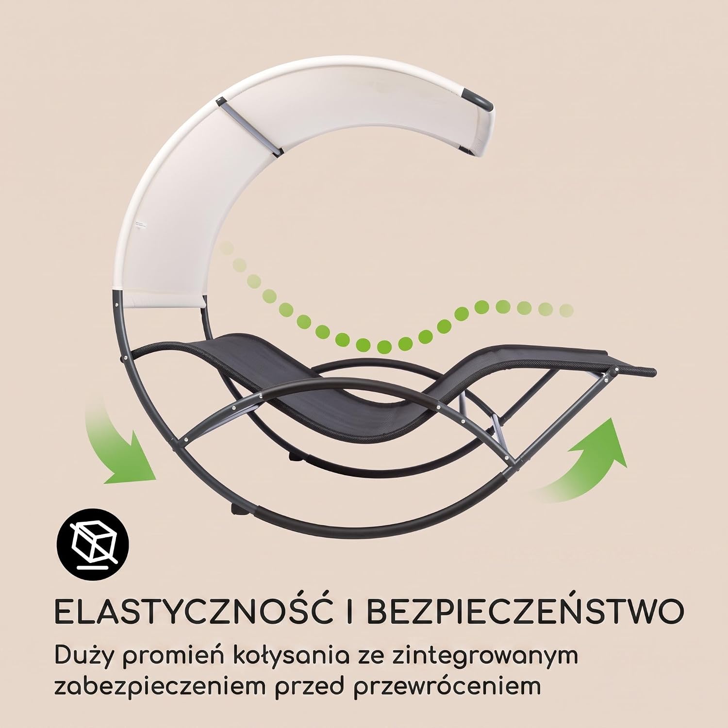 Detalle de blumfeldt The Big Easy 10032240 – leżak bujany z dachem UV, do 350 kg