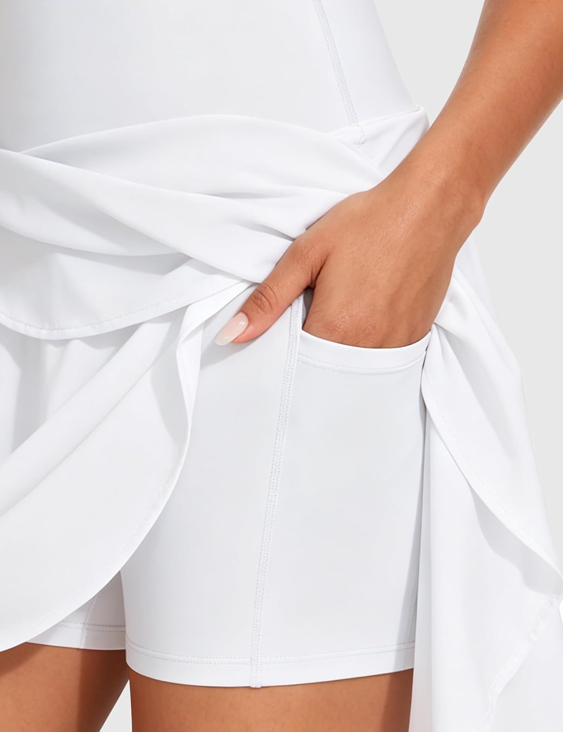 Detalle 2 de THE GYM PEOPLE Women's Ruffle-Hem Tennis Midi Skort with Built-In Shorts