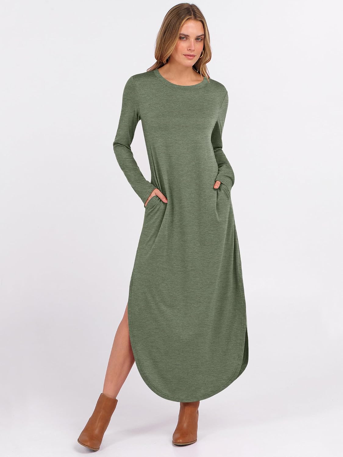 Detalle de ANRABESS Women's Long Sleeve Maxi Dress with Pockets