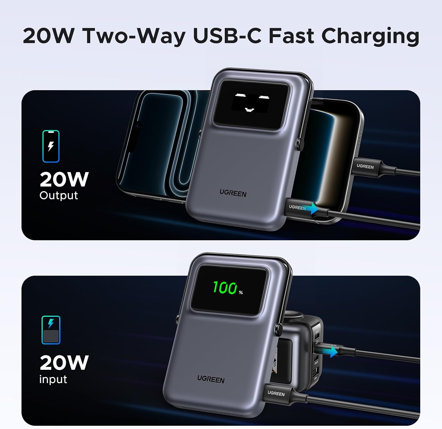 Detalle de UGREEN Uno Wireless Power Bank 10000mAh