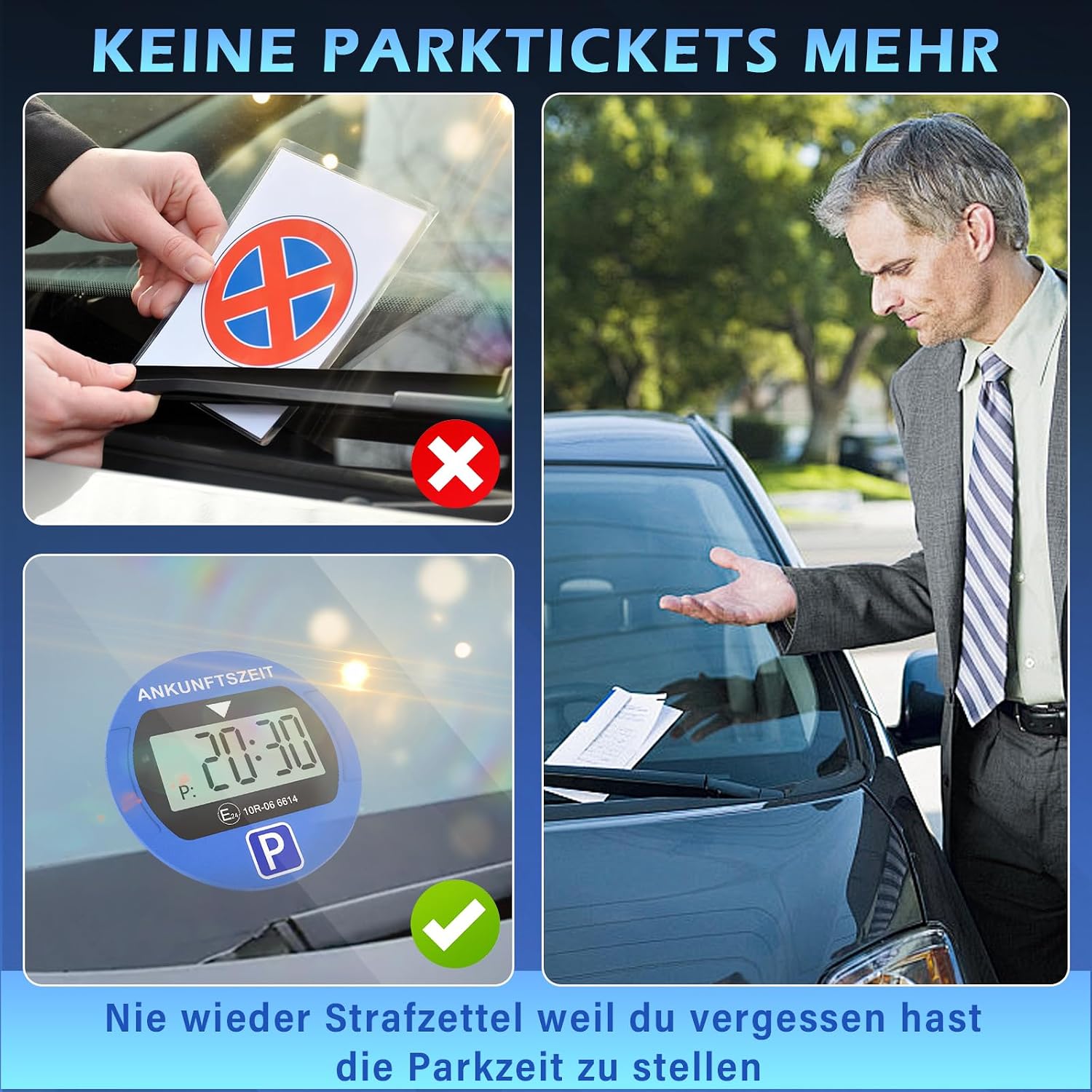 Thumbnail 6 de Warmfay® Elektronische Parkscheibe (KBA-zugelassen) mit 2 Displays, Nachtparkmodus und automatischer Zeiterkennung