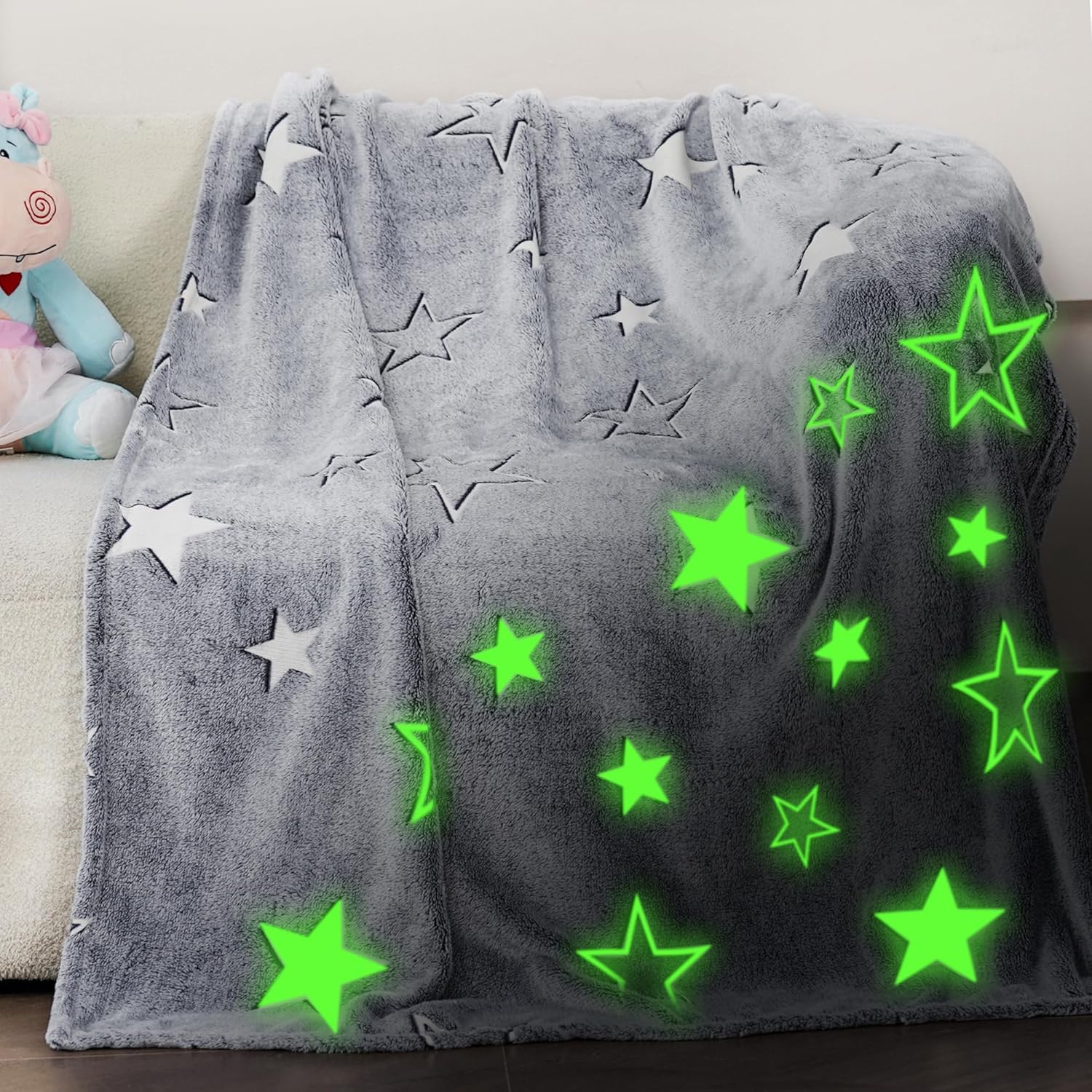 Thumbnail 6 de Winthome Kuscheldecke für Mädchen – Glow-in-the-Dark Kinderdecke (Stern, 130×170 cm)