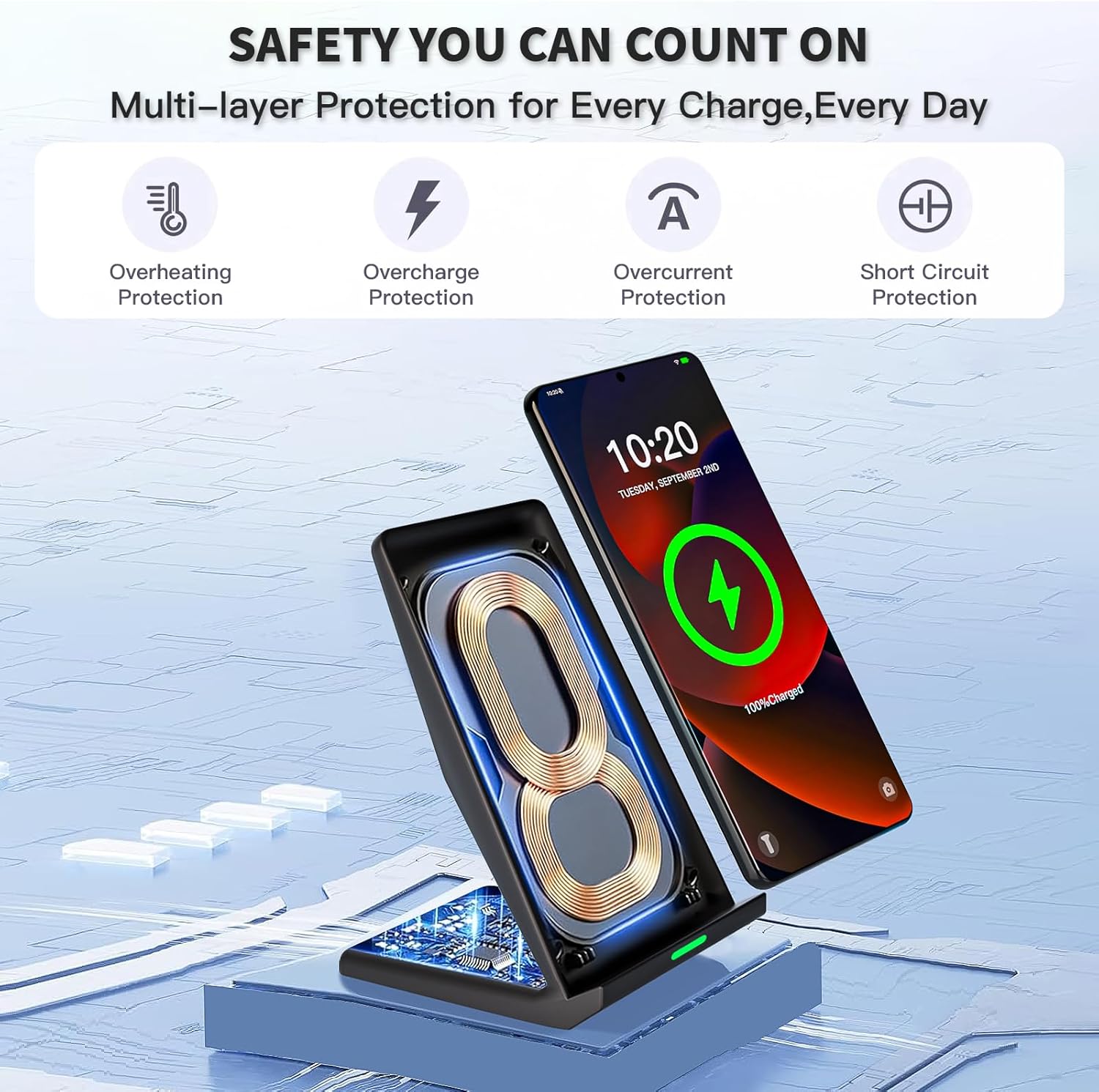 Detalle 1 de Wireless Charger Station 15W Charging Stand
